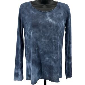 Femme Fatale Shirt WMNS M Blue Tie Dye Long Back Hem Long Sleeve Pullover Knit